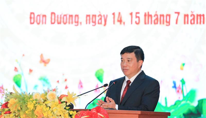 Đồng chí Y Thanh Hà Niê Kđăm, Ủy viên Ban Chấp hành Trung ương Đảng, Bí thư Tỉnh ủy, Trưởng Đoàn ĐBQH tỉnh Lâm Đồng khóa XV phát biểu đáp từ và chỉ đạo tại Đại hội Đảng bộ xã Đơn Dương lần thứ I, nhiệm kỳ 2025 - 2030.