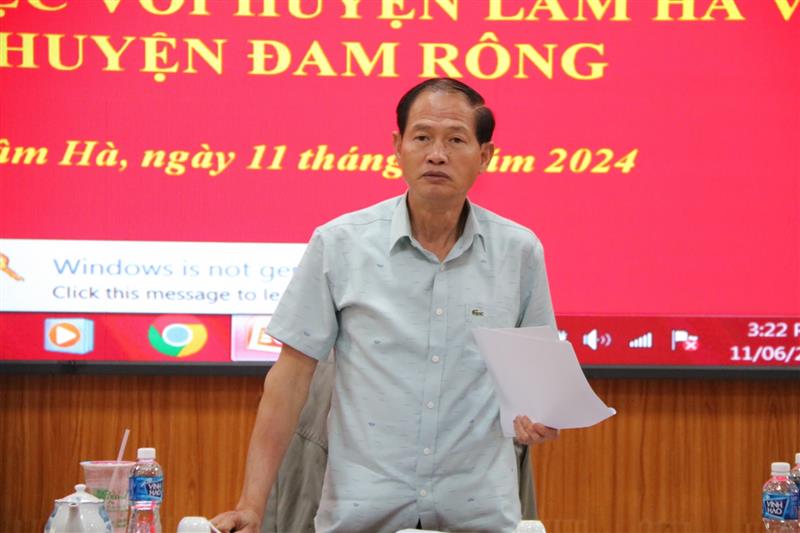 Đồng chí Nguyễn Trọng Ánh Đông - Ủy viên Ban Thường vụ Tỉnh ủy, Trưởng ban Tổ chức Tỉnh ủy Lâm Đồng phát biểu tại buổi làm việc