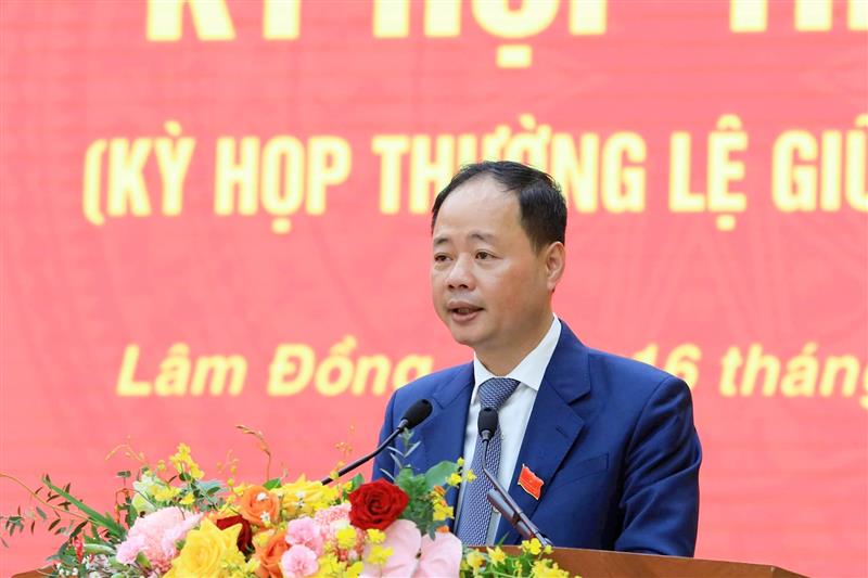 Phó Bí thư Tỉnh ủy, Chủ tịch HĐND tỉnh Trần Hồng Thái phát biểu Bế mạc Kỳ họp thứ 2 - HĐND tỉnh khoá X