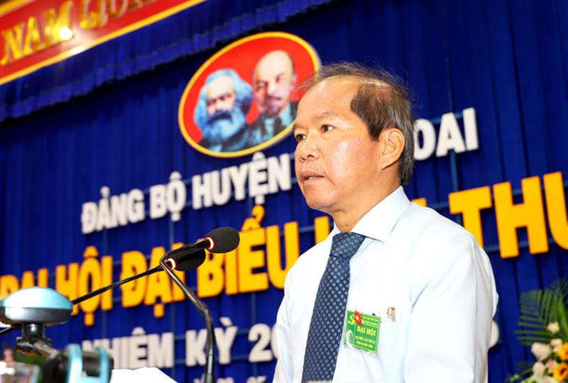 Đồng chí Nguyễn Xuân Tiến - Ủy viên Ban Chấp hành Trung ương Đảng, Bí thư Tỉnh ủy Lâm Đồng phát biểu chỉ đạo tại Đại hội