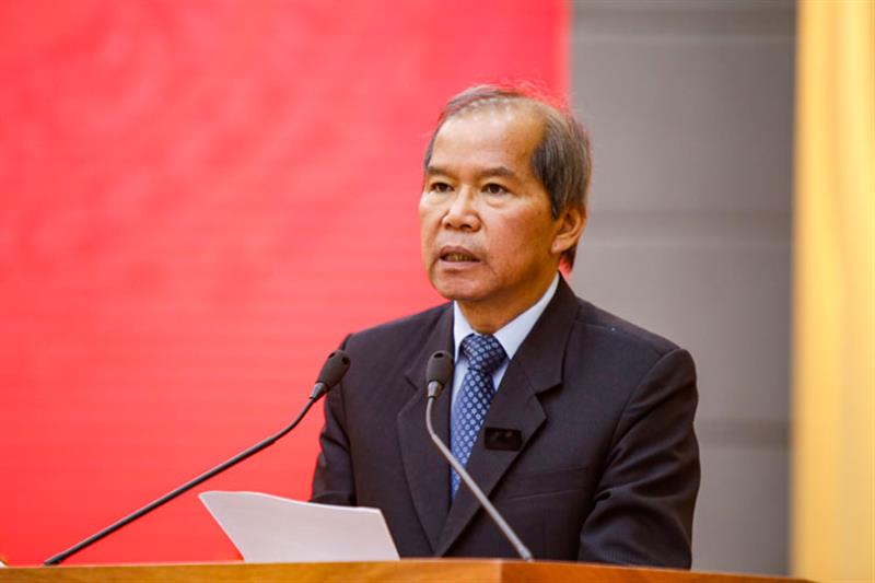 Đồng chí Bí thư Tỉnh ủy Lâm Đồng Nguyễn Xuân Tiến phát biểu tại hội nghị