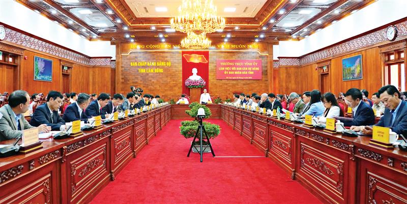 Thường trực Tỉnh ủy Lâm Đồng làm việc với Ban cán sự Đảng UBND tỉnh